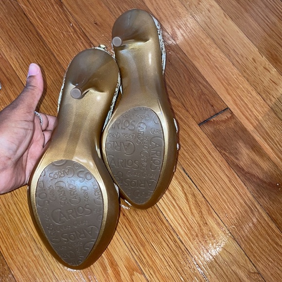 Carlos Santana Glint White Gold Strap Pump date wedding party birthday banquet - Picture 6 of 6